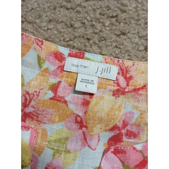 J.Jill Love Linen Sleeveless Floral Shift Dress Linen Large Pockets Women's - Picture 3 of 8